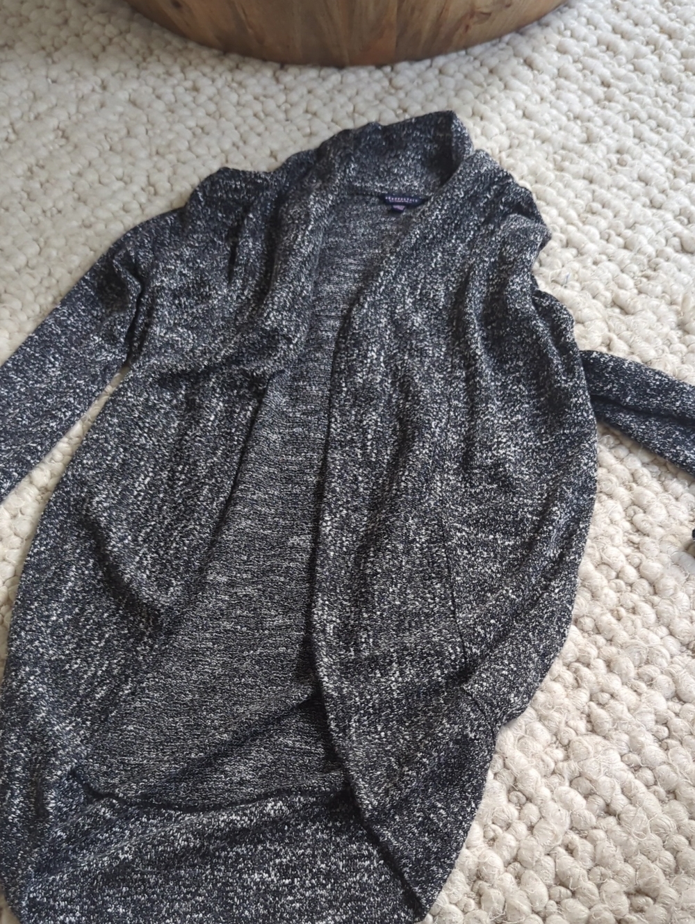 Aeropostale Black and White Marled Open-Front Cardigan